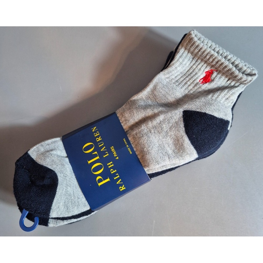 Polo Ralph Lauren Mens Low Cut Socks Size 10-13 (fits shoes 6-12.5) NEW 4 Pack